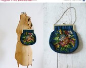 25%sale Antique 1920s-30s Bouquet Tapestry Purse