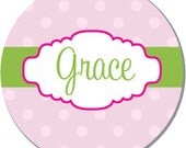 Melamine Plate for Girls - Pink and Green - Personalized - Great Birthday Gift