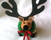 Reindeer Christmas Ornament Paper Quilled with Wreath