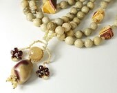 Yoga Beads for Meditation, 108 bead mala with Petoskey beads and Mookaite