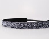 Band-It Headband.... Charcoal Grey Glitter.  Will stay put and not slip.