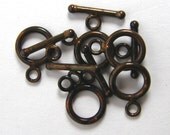 5 Sets 9mm TOGGLE CLASP Solid Copper Oxidized