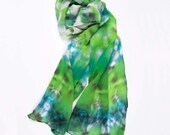 Hand Dyed Silk Chiffon Scarf: Rainforest