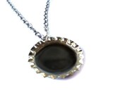 Real Coffee Necklace, Dark Brown Bottlecap Pendant, Unique Jewelry by Everyday Bohemian on Etsy.
