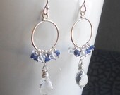 Icicles - Quartz Crystal, Sapphire and White Topaz Chandelier Earrings Sterling silver September Birthstone April Birthstone