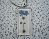 Glass tile Forget Me Not Rectangular Pendant