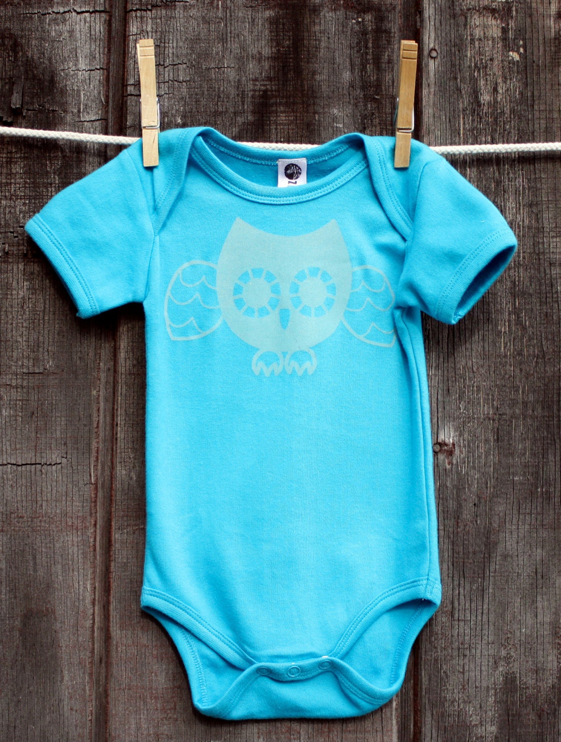 Owl Pal - organic cotton blue one-piece / bodysuit