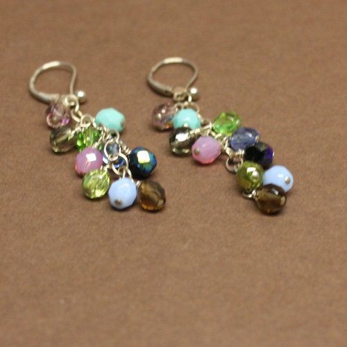 Multi Coloured cluster Earrings