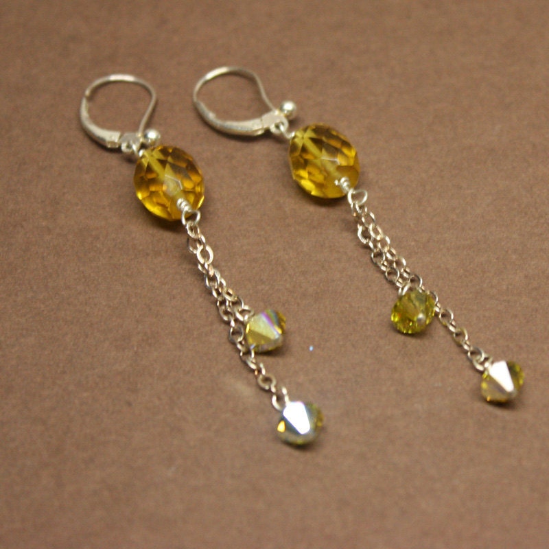 Lemon yellow dangle earrings