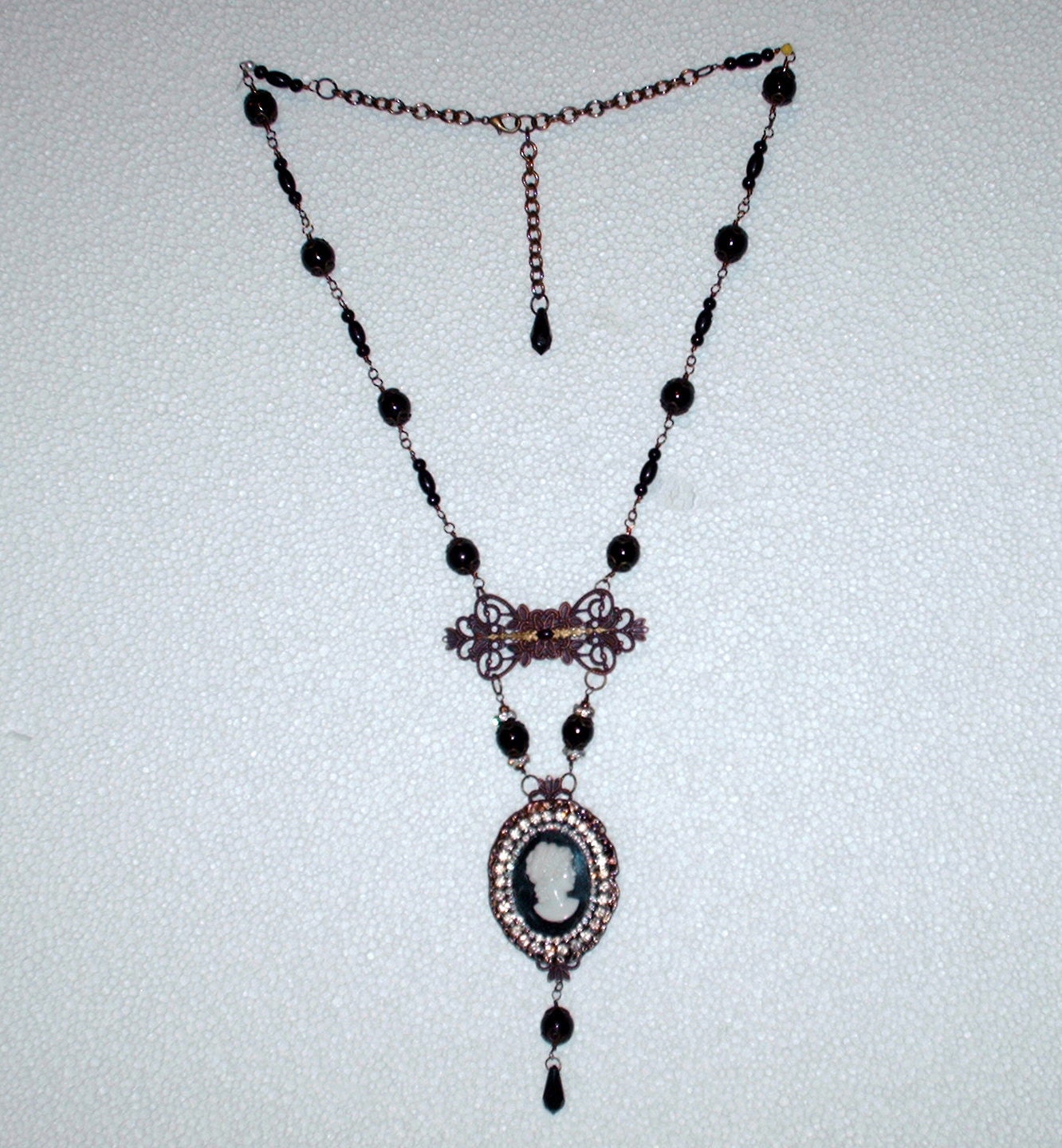 Vintage Upcycled Assemblage Cameo Necklace
