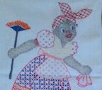Vintage Black Americana Mammy Towel Embroidered Applique Crocheted 1950s