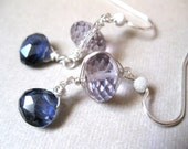 Iolite & Amethyst Silver Earrings