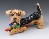 Airedale Terrier Ornament with Christmas Lights Porcelain