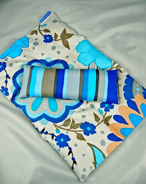 Deluxe Back Relief Pack Eye Pillow Set  Hot/Cold Heat Therapy Organic Flaxseed Rice Lavender Scented Designer Valori Wells Fabric