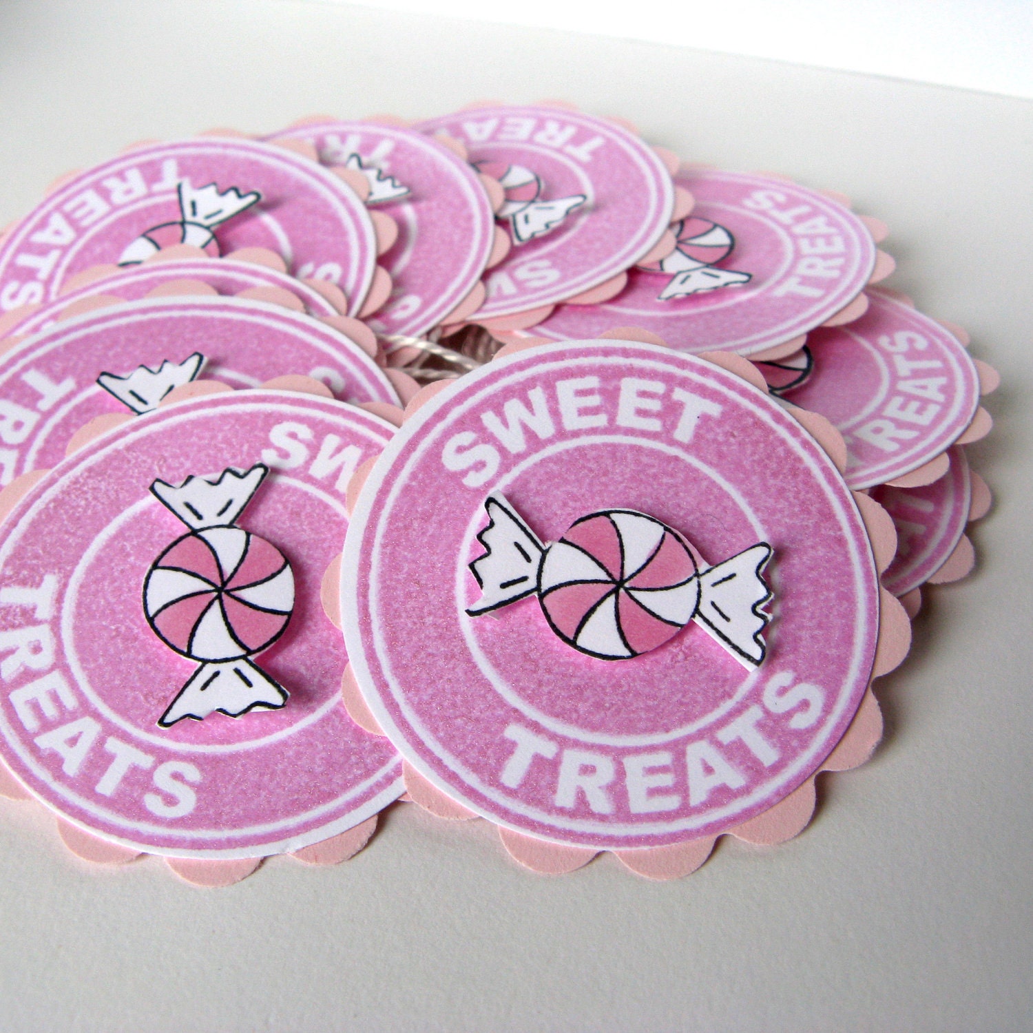 Pink Treat Tags - Easter Tags - Set of 10 Prestrung Gift Tags
