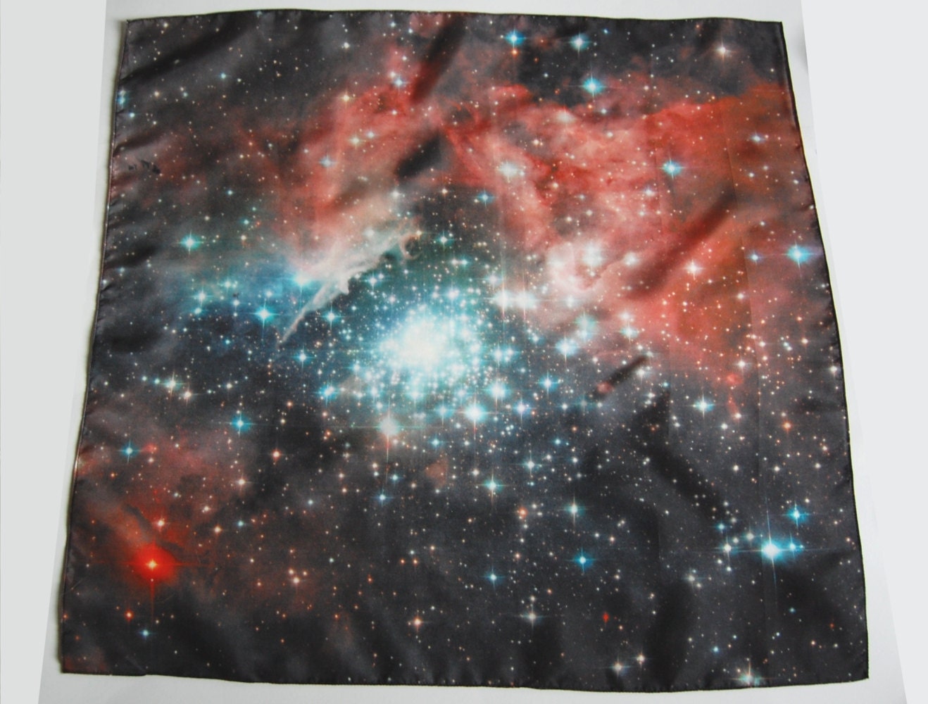 Galaxy Print Nebula Star Silk Square Scarf