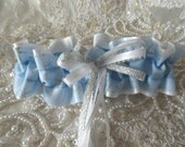Silver Stars on Winter Blue and White Satin Garter-Perfect for Your Holiday Soiree