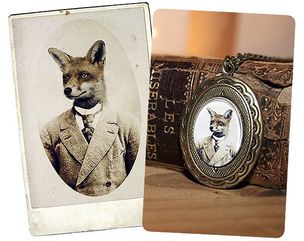 Gift Set,  Young Mr. Fox 8x12 Print AND Locket, Free Worldwide Shipping