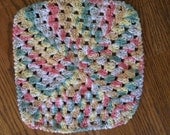 Wash Cloth - Dish Cloth - Handmade - green yellow pink white
