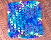 Wash Cloth - Dish Cloth - Handmade - green yellow pink