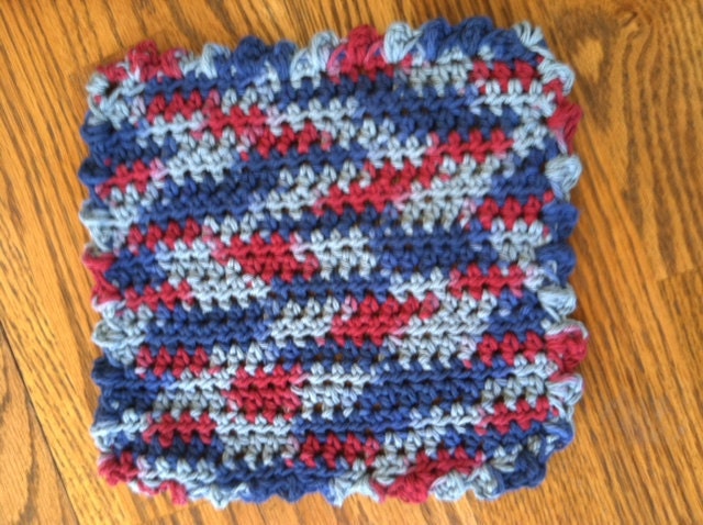 Wash Cloth - Dish Cloth - Handmade - blue and red