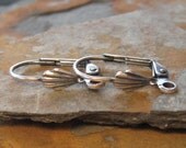 4 Antique Silver Lever Back Earrings With Shell  -  Trinity Brass Co.  LOW SHIPPING