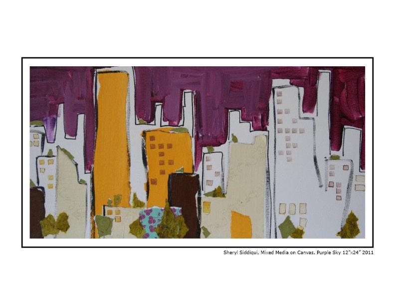 Urban City Purple Reproduction on Acid Free Paper