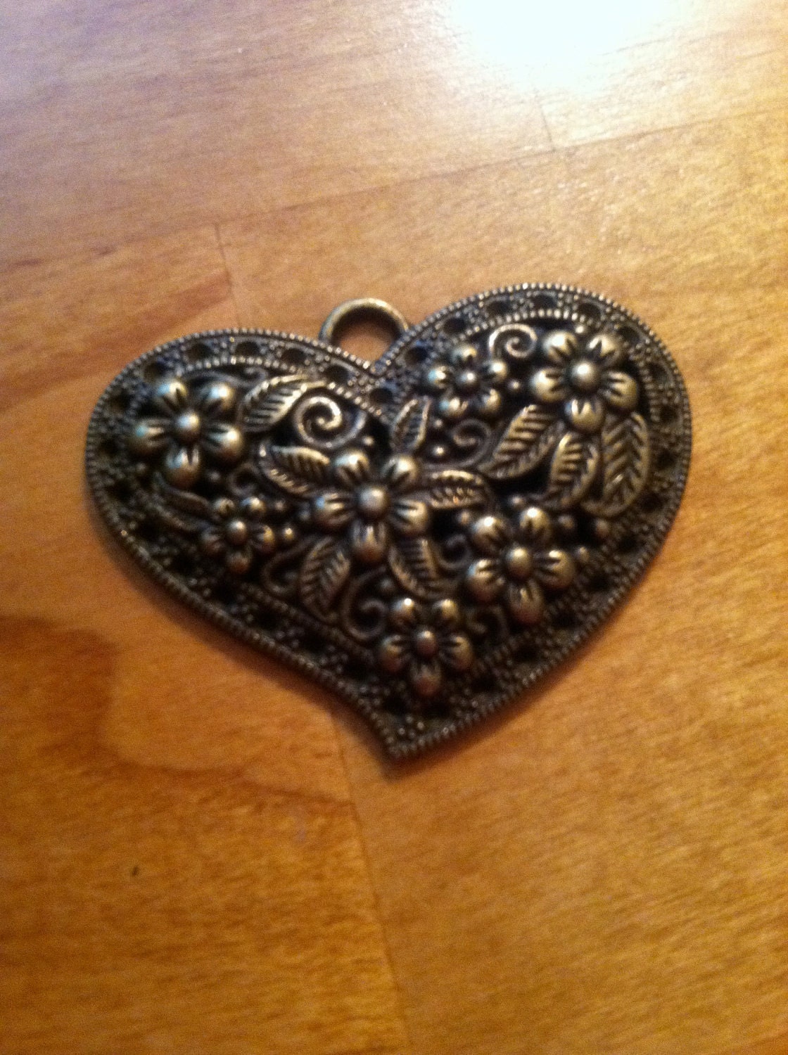 Heart with flowers large charm