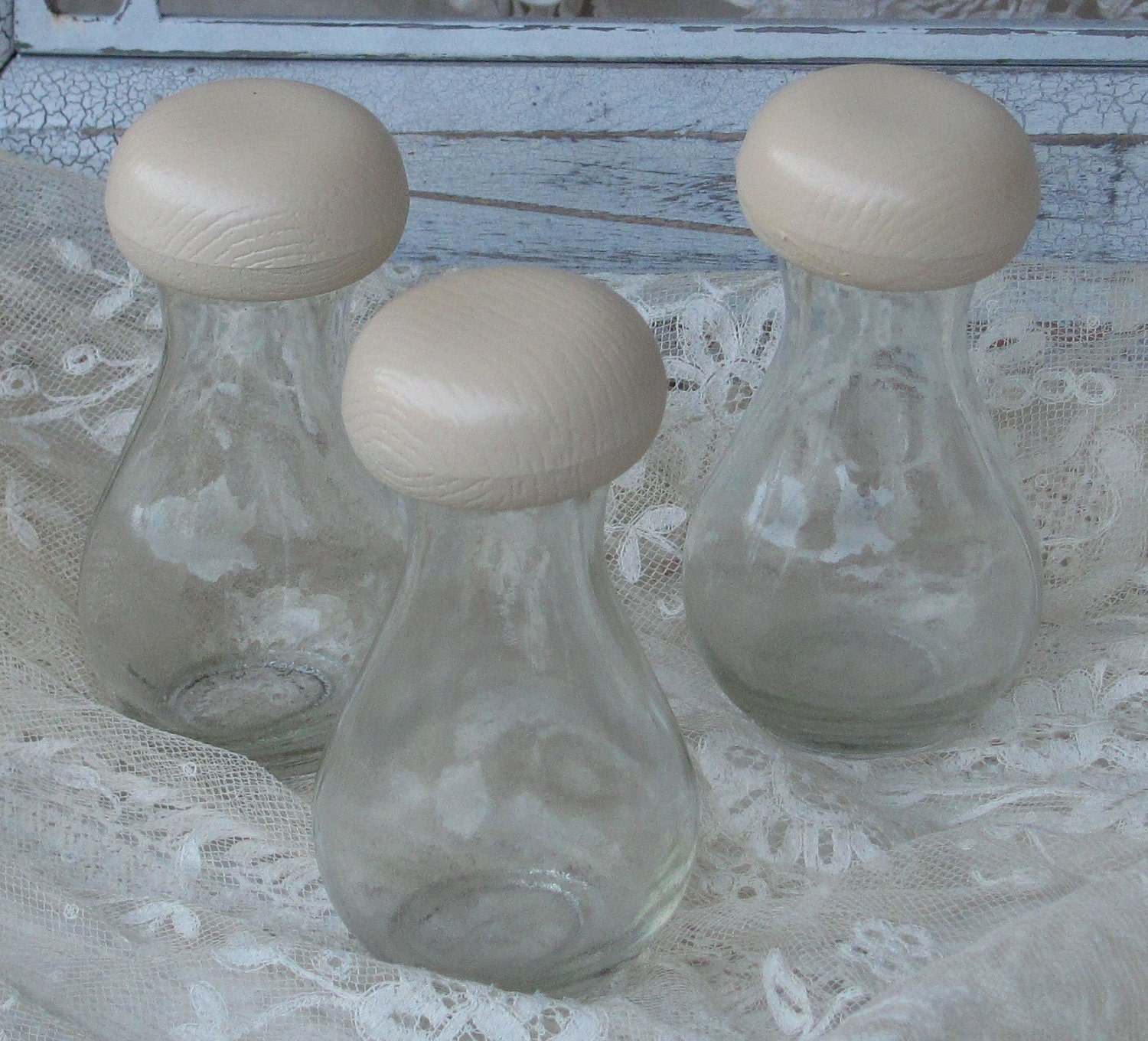 Vintage  Bottles Upcycled Set of  3  By My Broken Art on Etsy