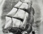 Sailing Tshirt Clipper Ships in Full Wind Tshirt  Black ink on Lt Grey Unisex Fitted Ringspun Cotton