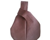 Leather Wristlet Purse Clutch Bag Mauve Dusty Pink Round
