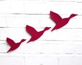 Ceramic wall art Flock flying ducks set of three New colour bright fuschia pink Home decor Wall ornament Modern retro artwork