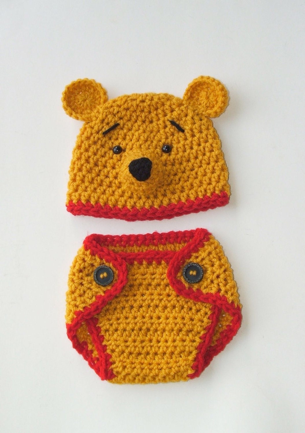 Winnie the Pooh "inspired" HAT ONLY  (Newborn-3 month / 3-6 month sizes)