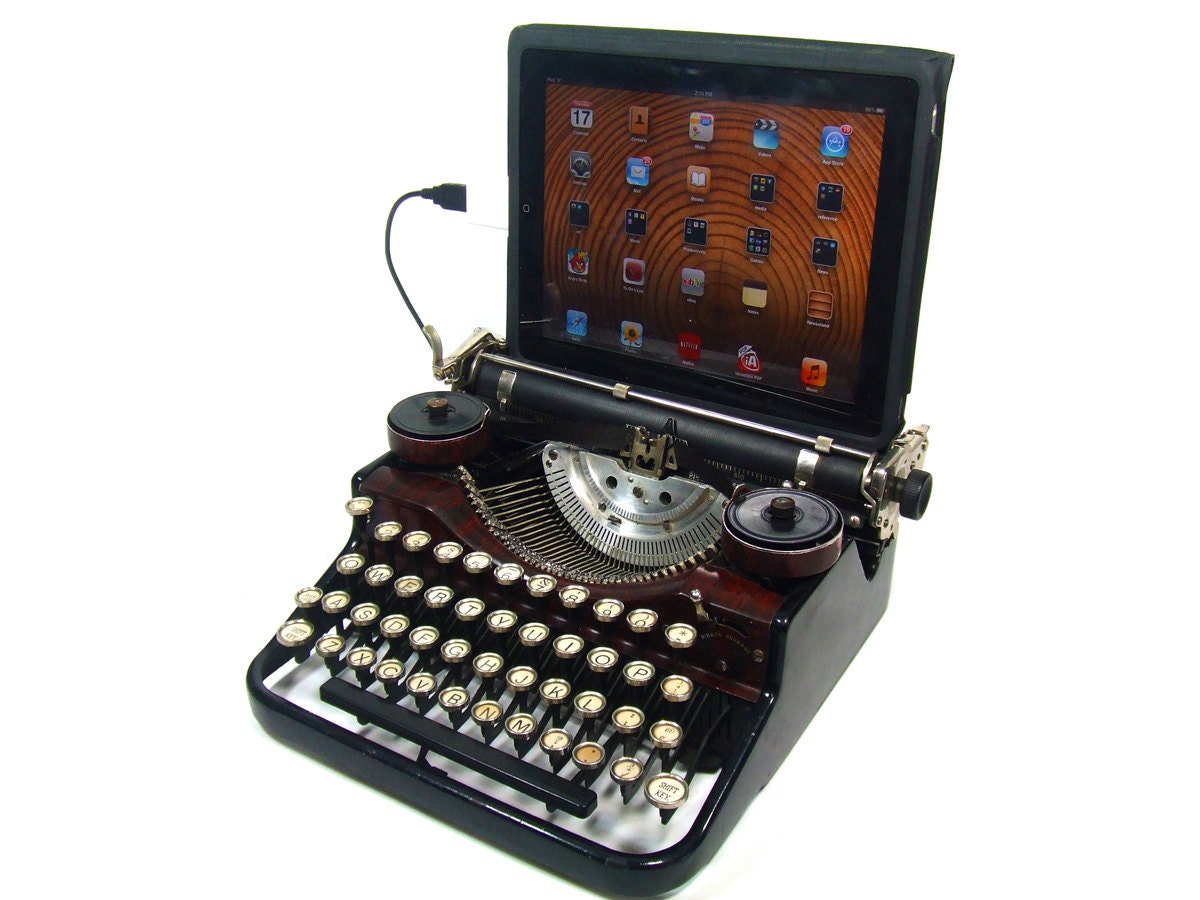 USB Typewriter -- Underwood with Faux Walnut Finish