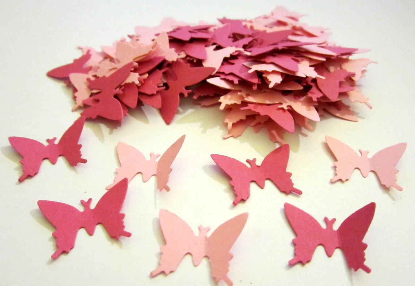 100 Dark And Pastel Pink Monarch Butterfly Whimsies Paper Piecing Embellishment Confetti Tag