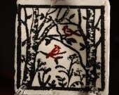 Natural Stone Drink Coasters Cardinals in Birch