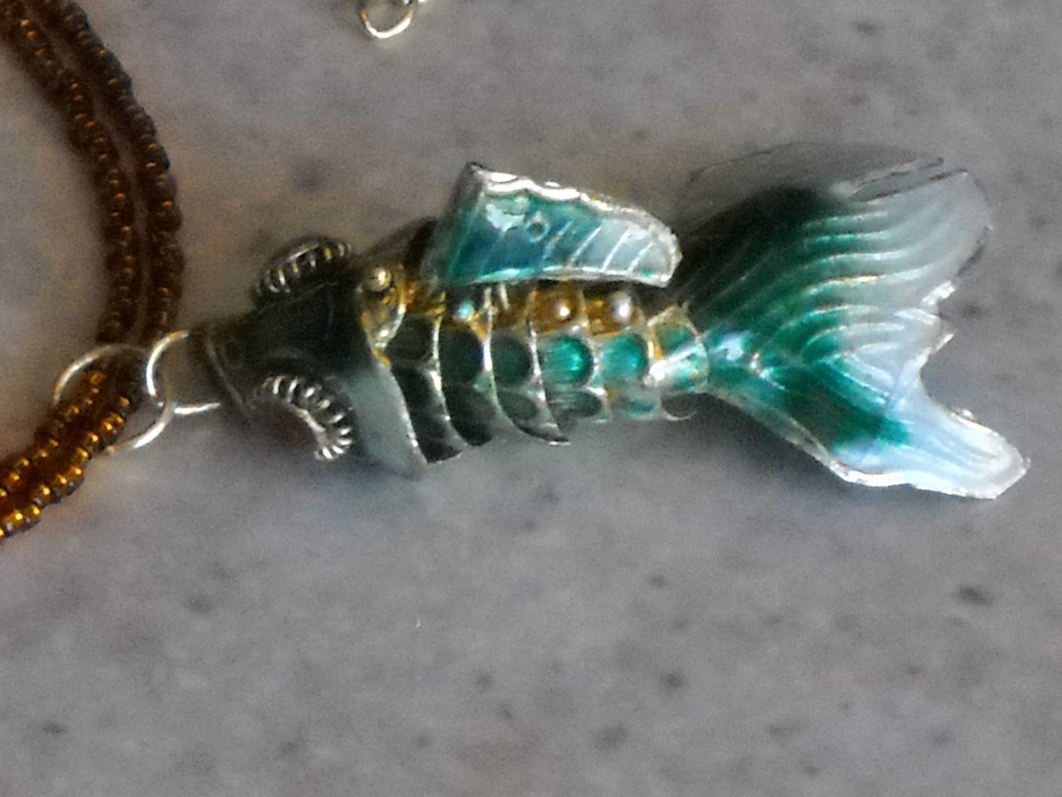 Emerald Koi Fish Zen Cloisonne Necklace