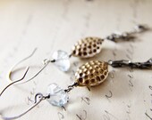 Sea Farer Earrings Mystic Blue Quartz, Vintage Lucite Beads and Sterling under 50 Silver Nautical Fashion