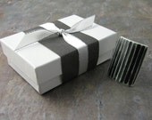 Rectangular Striped Ring in Black