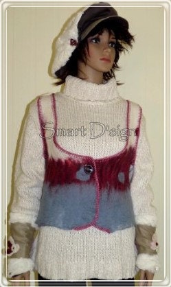 felt vest for a warm and great look - OOAK - cosy vest - Christmas is coming