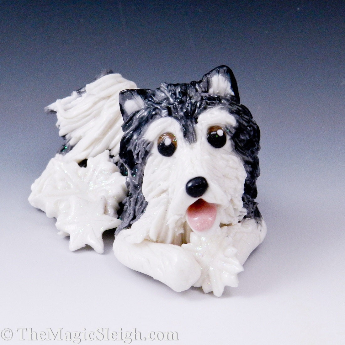 Alaskan Malamute Ornament Snowflakes Porcelain Sculpture