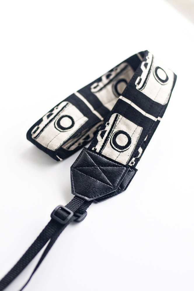 Black Echino Camera print camera strap