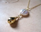 Coin Pearl & Pyrite Gold Necklace