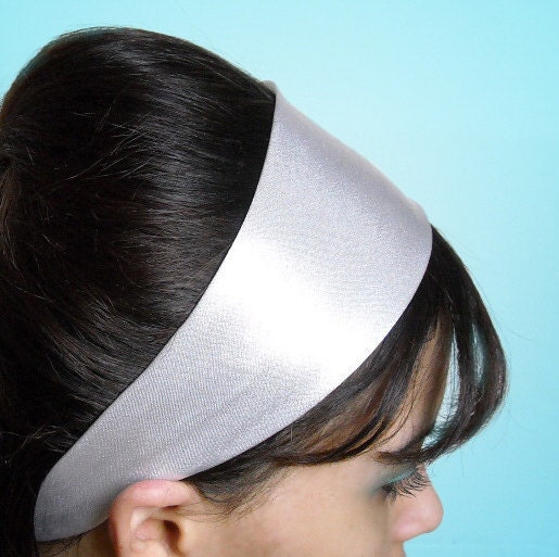 Silver Headband Satin 3 Inch Wide Soft Fabric Hair Accessory