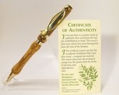 Olive Wood Rollerball Pen Gold finish with Fish Clip