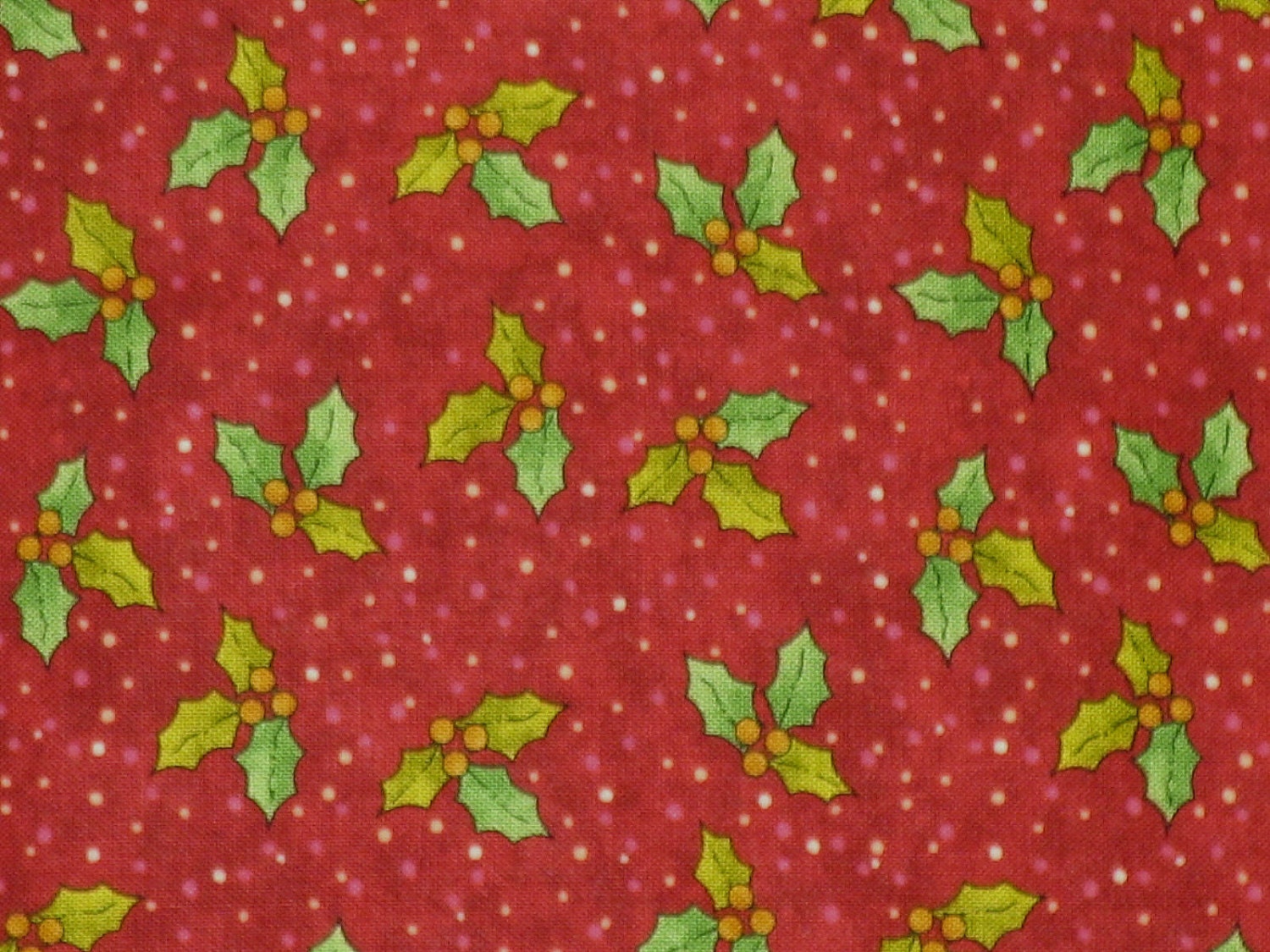 Henry Glass Fabrics - Holly on Red Background