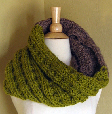 The Colossal Cowl - Chartreuse/Taupe/Cowl/Chunky/Capelet