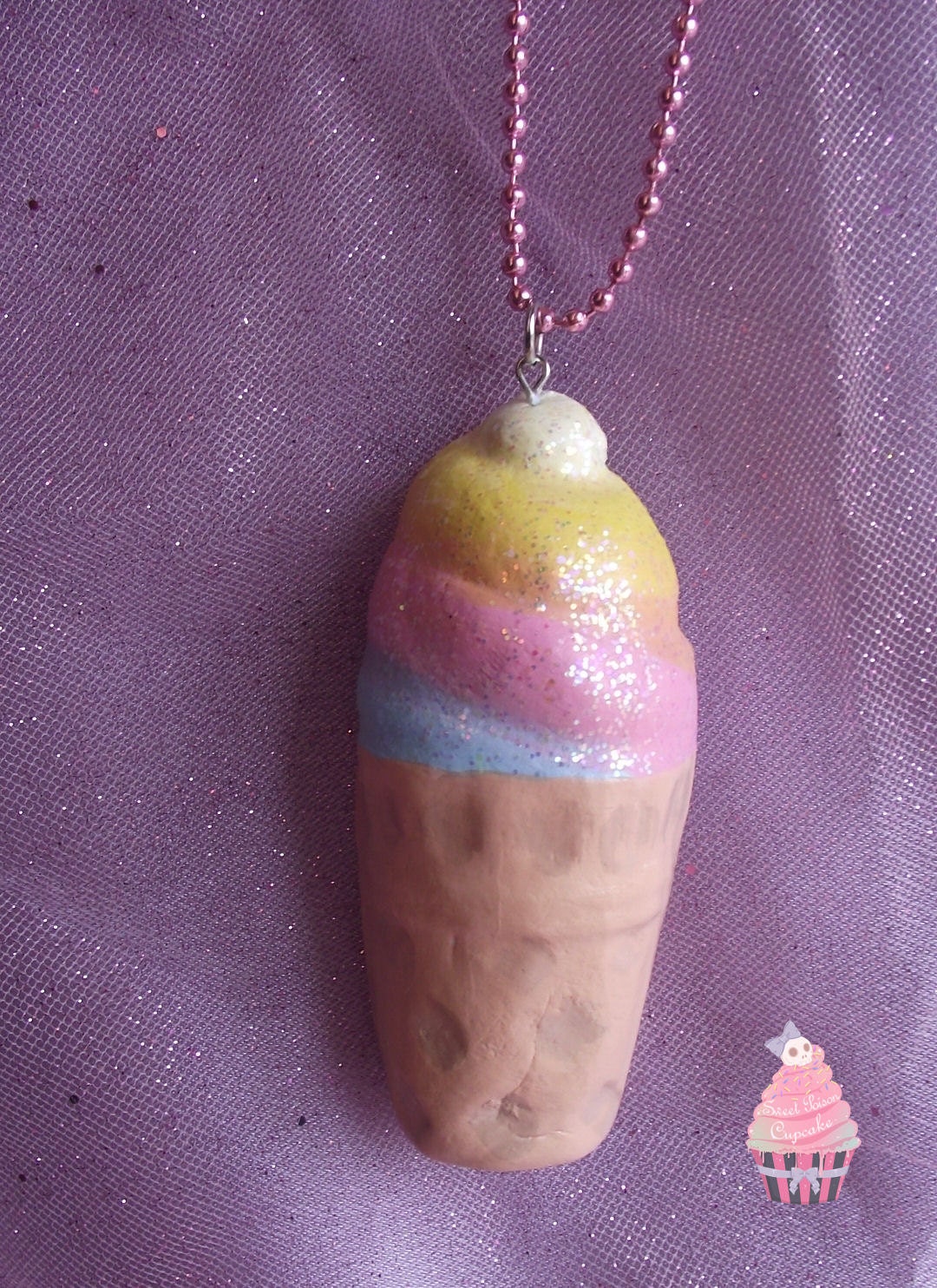 Rainbow Ice Cream Cone Necklace