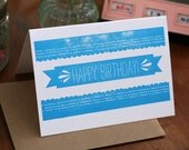 Happy Birthday Banner Letterpress Printed Card