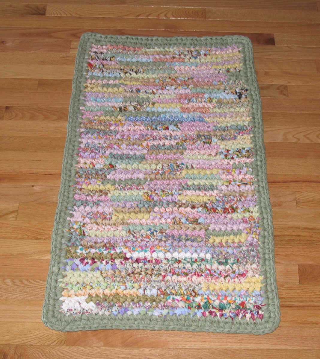 Rectangular Hand Crocheted Cotton Fabric Rag Rug FREE USA S&H